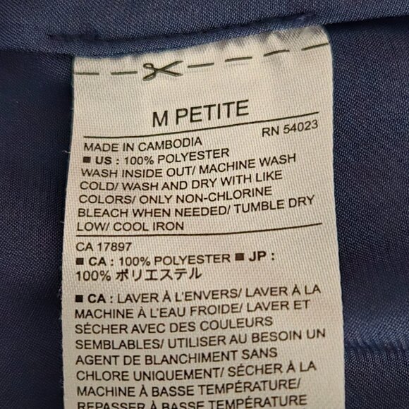 Banana Republic Navy Blue Blouse Top Short Sleeve Size M Petite Made in Canada - Picture 5 of 5